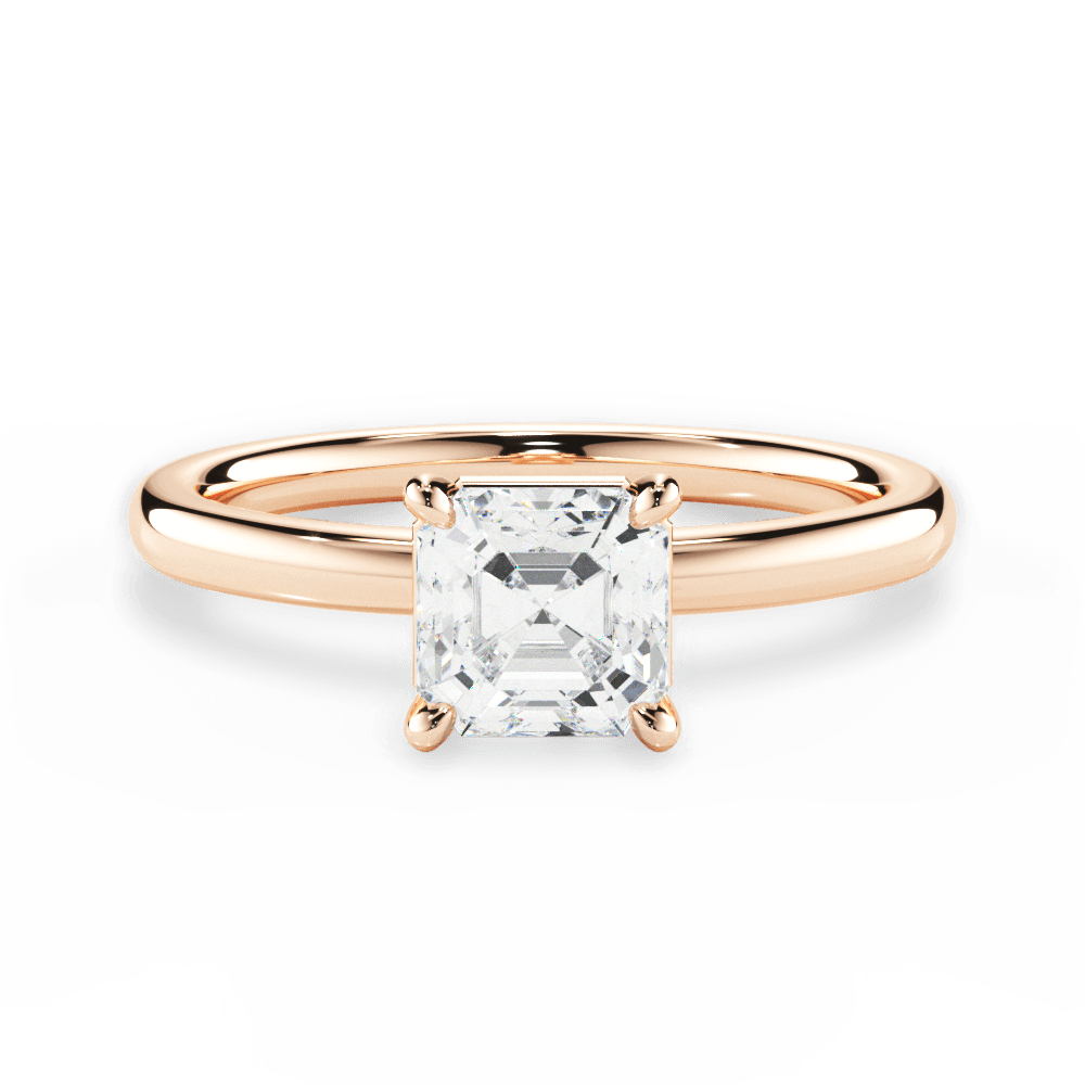 Angela Asscher Cut Lab Grown Diamond 18Kt Rose Gold Engagement Ring
