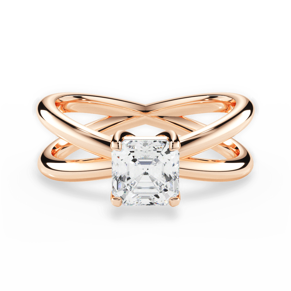Ada Asscher Cut Lab Grown Diamond 18Kt Rose Gold Engagement Ring