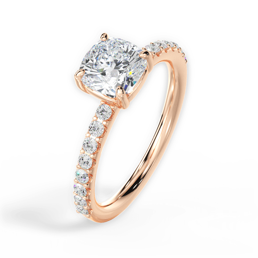 Elsie Cushion Cut Lab Grown Diamond 18Kt Rose Gold Engagement Ring - View 4