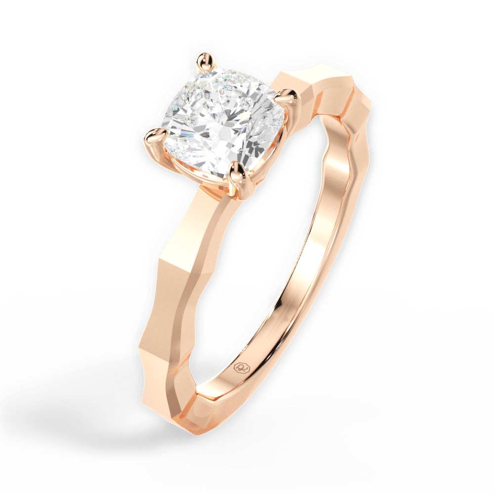 Aaliyah Cushion Cut Lab Grown Diamond 18Kt Rose Gold Engagement Ring - View 4