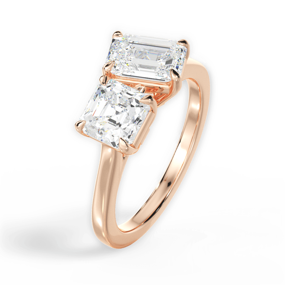Alice Emerald Cut Lab Grown Diamond 18Kt Rose Gold Engagement Ring - View 4