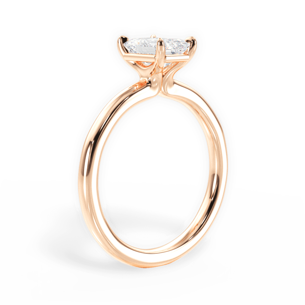 Angela Emerald Cut Lab Grown Diamond 18Kt Rose Gold Engagement Ring - View 2