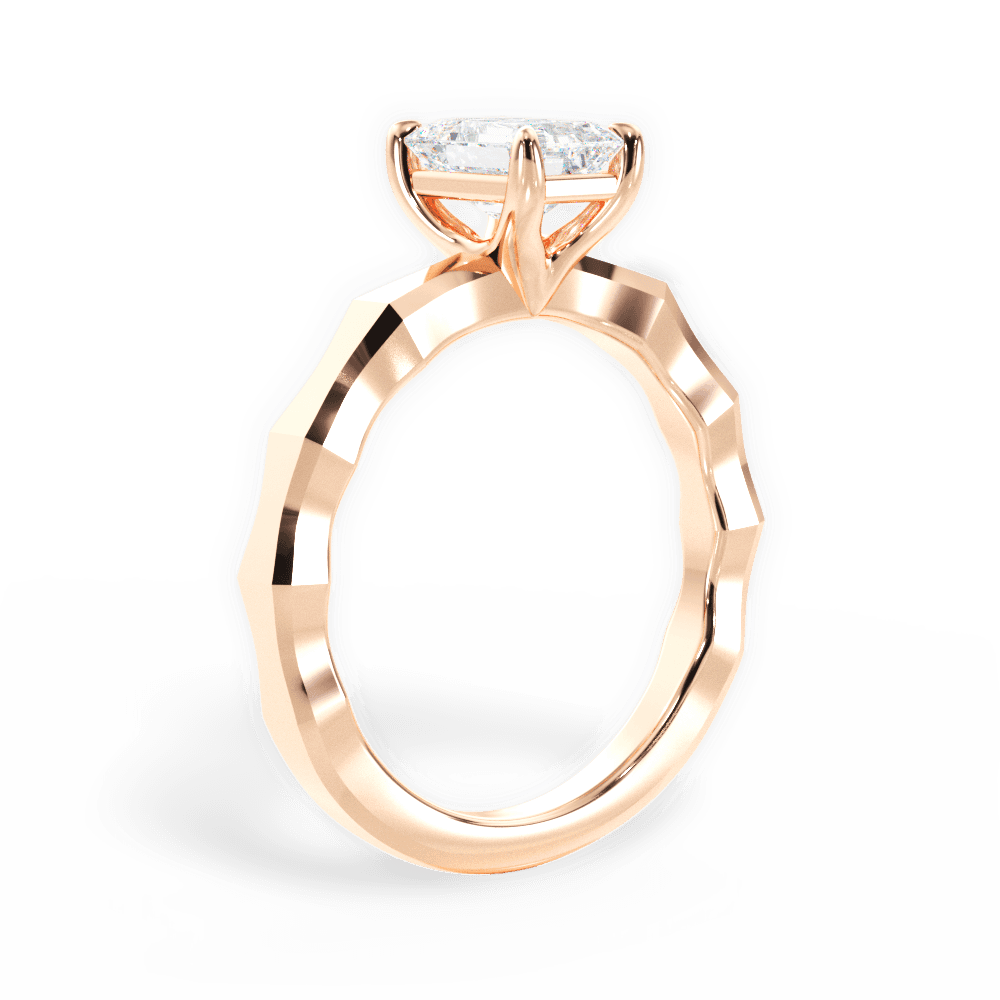Aaliyah Emerald Cut Lab Grown Diamond 18Kt Rose Gold Engagement Ring - View 3