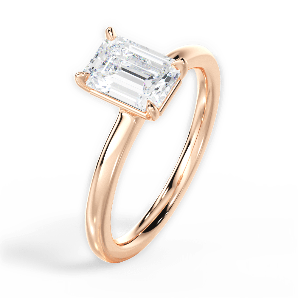 Angela Emerald Cut Lab Grown Diamond 18Kt Rose Gold Engagement Ring - View 3