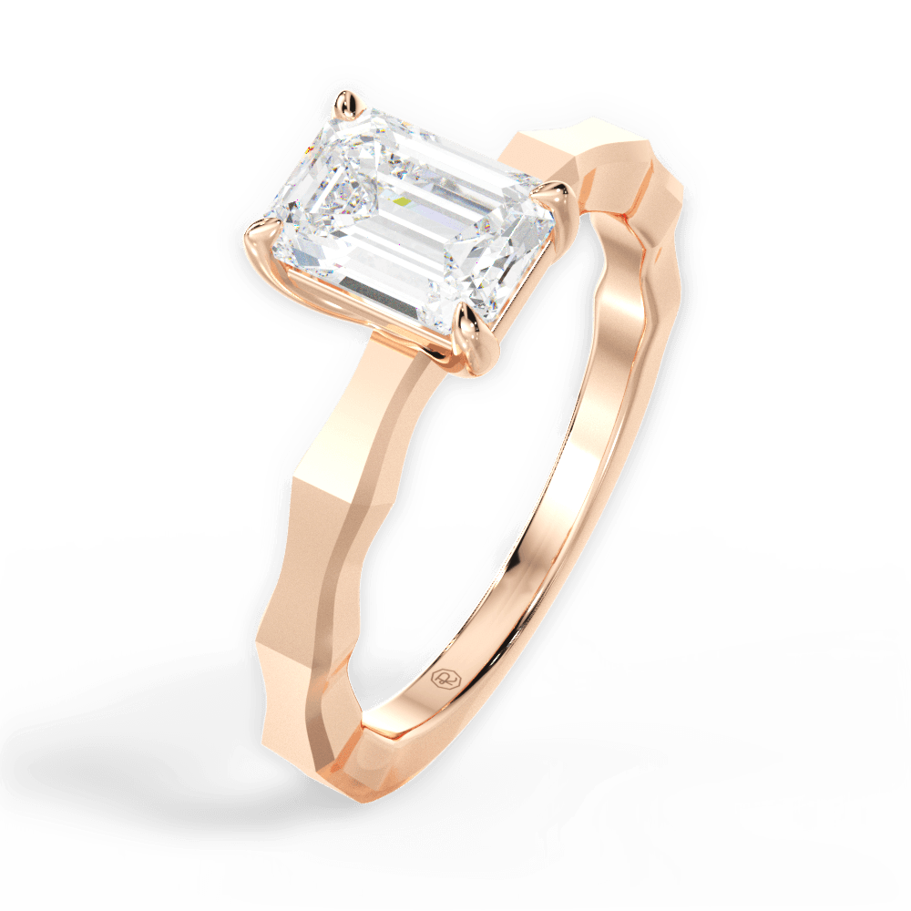 Aaliyah Emerald Cut Lab Grown Diamond 18Kt Rose Gold Engagement Ring - View 2