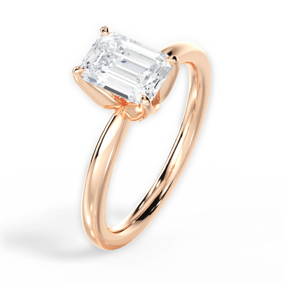 Abigail Emerald Cut Lab Grown Diamond 18Kt Rose Gold Engagement Ring - View 3