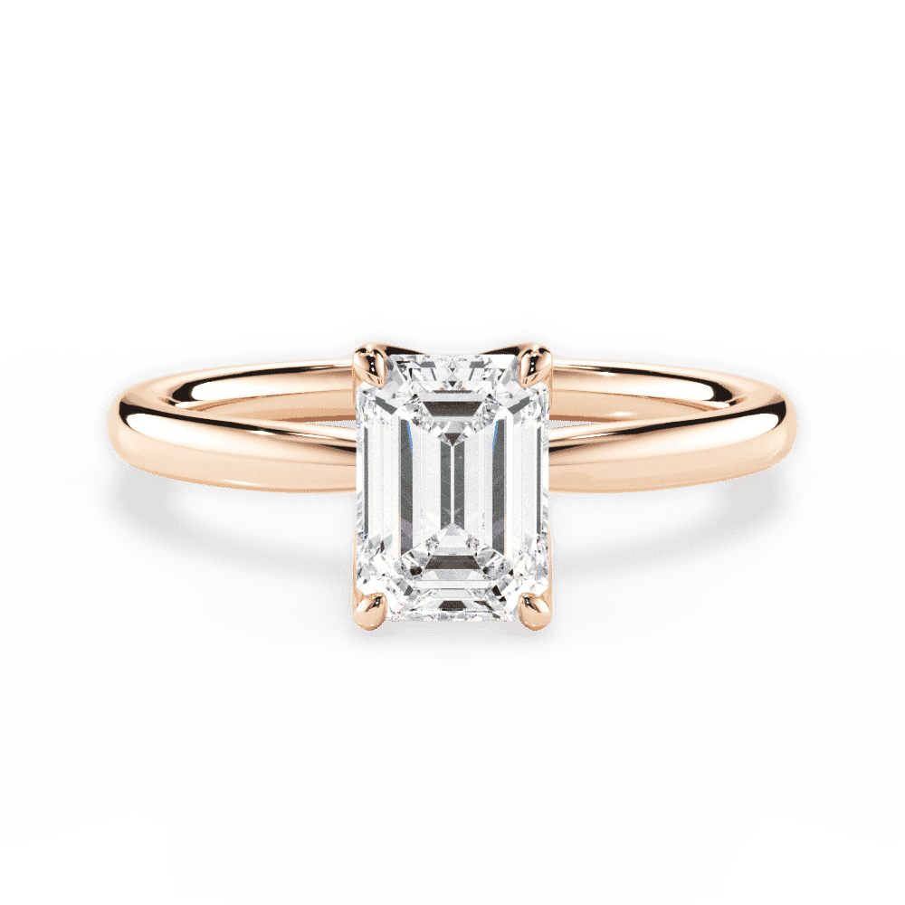 Abigail Emerald Cut Lab Grown Diamond 18Kt Rose Gold Engagement Ring