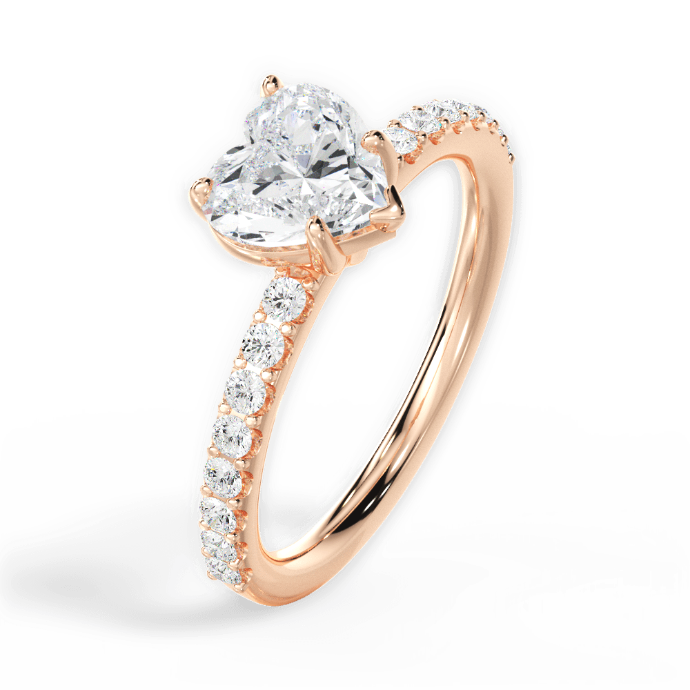 Elsie Heart Cut Lab Grown Diamond 18Kt Rose Gold Engagement Ring - View 2
