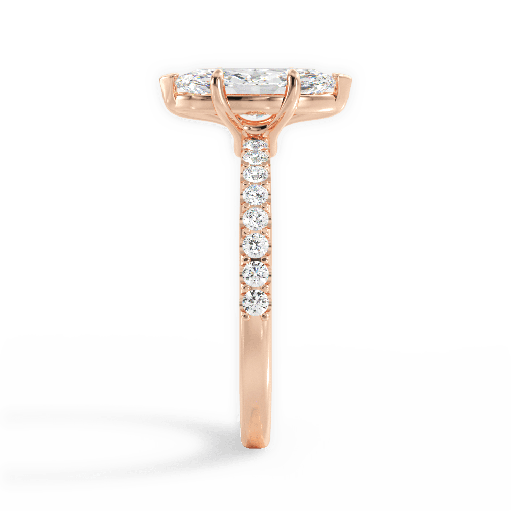 Elsie Marquise Cut Lab Grown Diamond 18Kt Rose Gold Engagement Ring - View 2