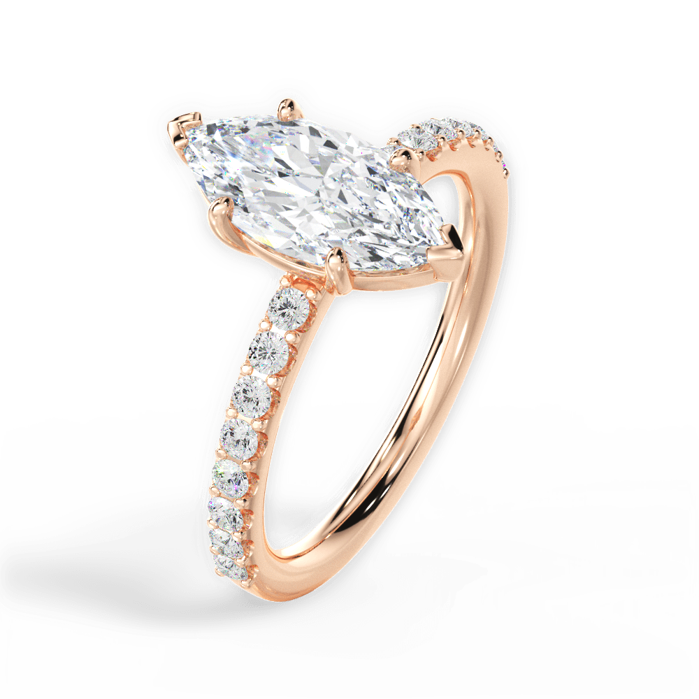 Elsie Marquise Cut Lab Grown Diamond 18Kt Rose Gold Engagement Ring - View 4