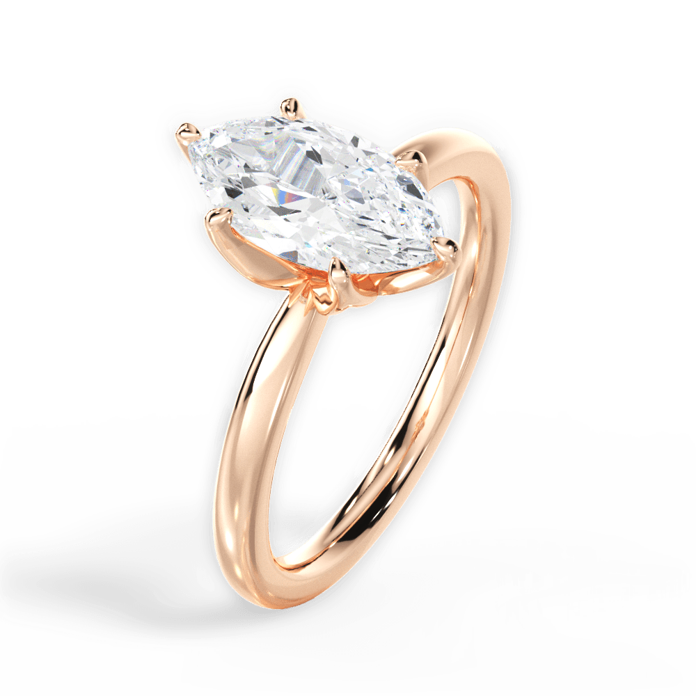 Abigail Marquise Cut Lab Grown Diamond 18Kt Rose Gold Engagement Ring - View 4