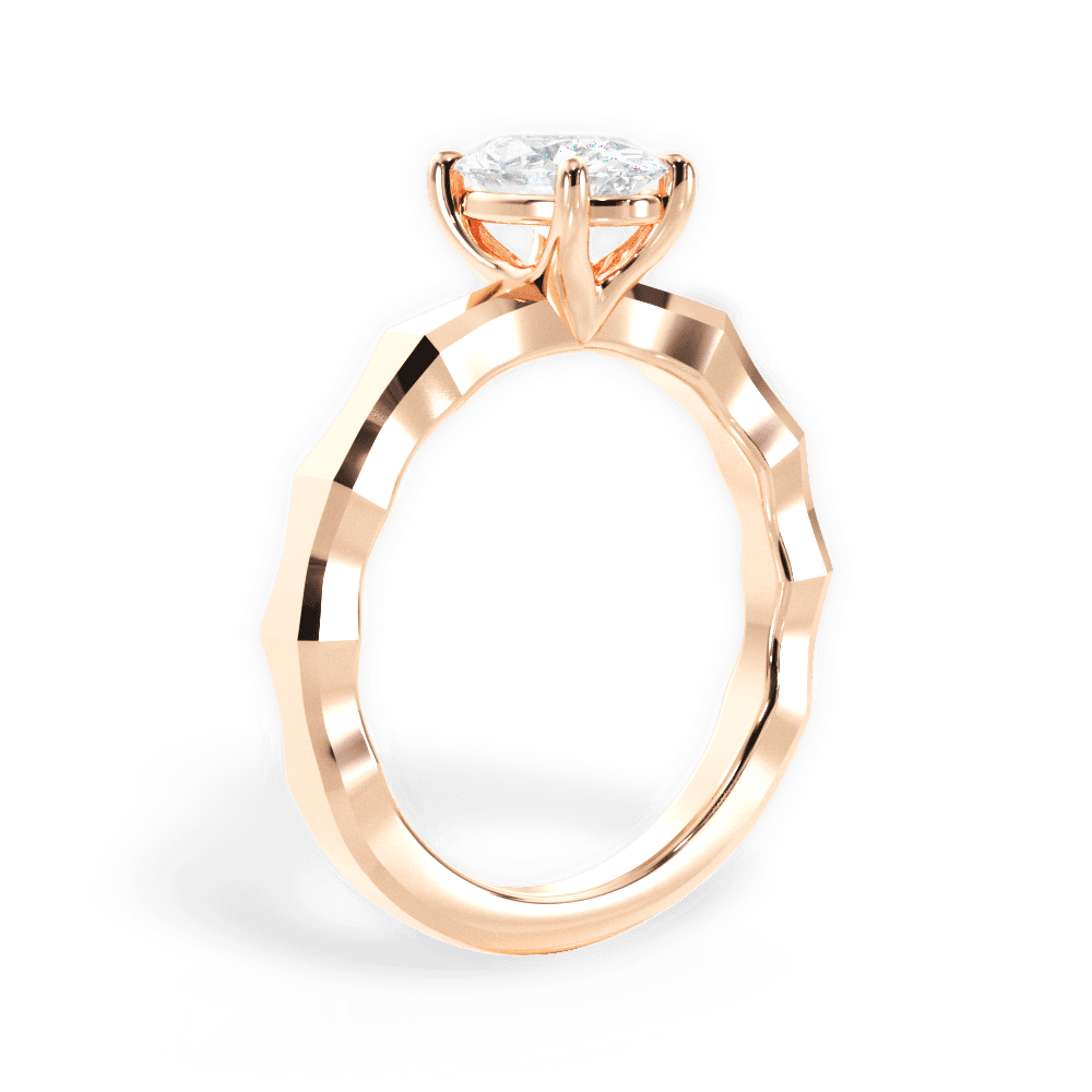 Aaliyah Oval Cut Lab Grown Diamond 18Kt Rose Gold Engagement Ring - View 2