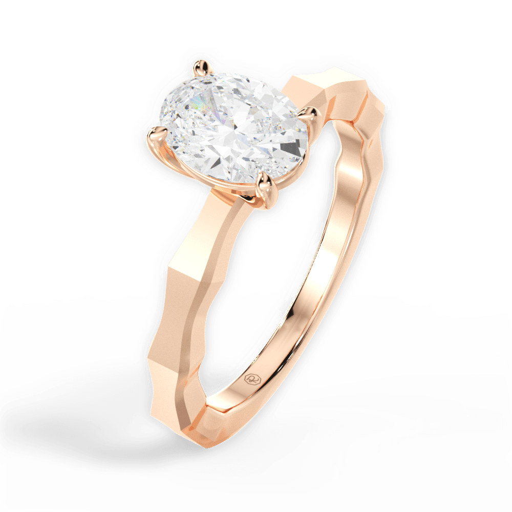 Aaliyah Oval Cut Lab Grown Diamond 18Kt Rose Gold Engagement Ring - View 3