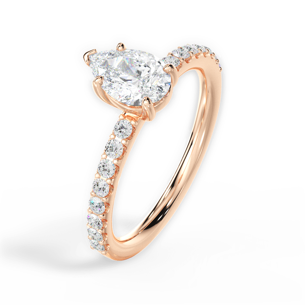 Elsie Pear Cut Lab Grown Diamond 18Kt Rose Gold Engagement Ring - View 2