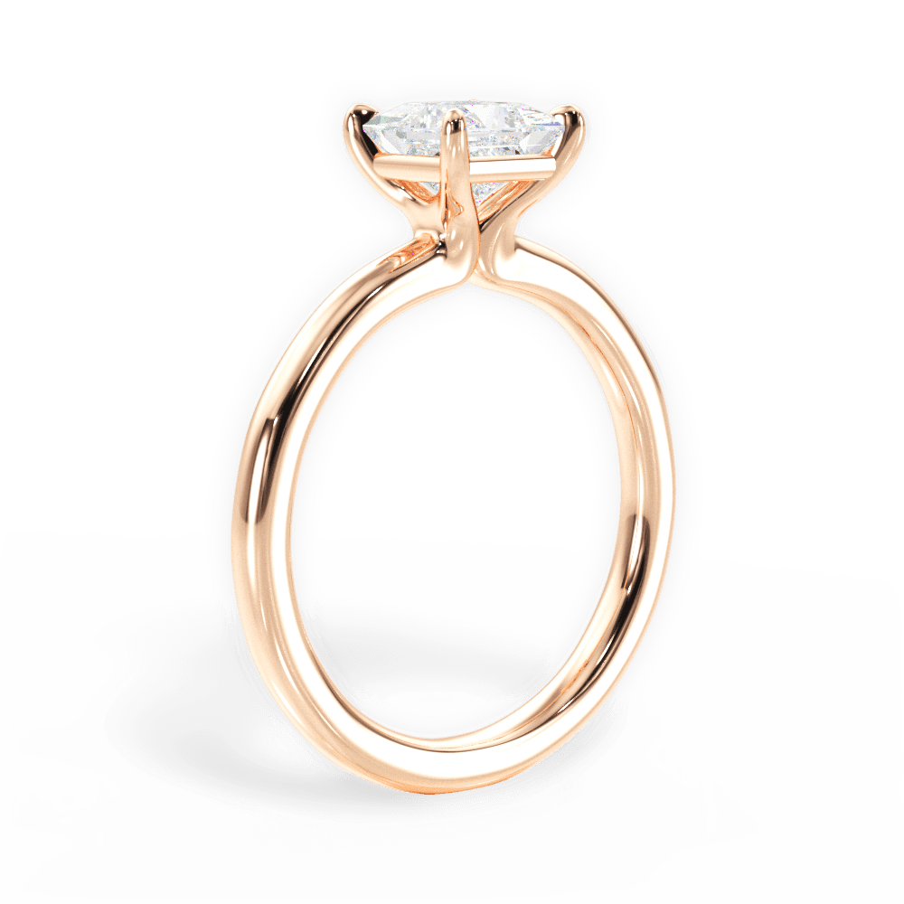 Angela Princess Cut Lab Grown Diamond 18Kt Rose Gold Engagement Ring - View 3