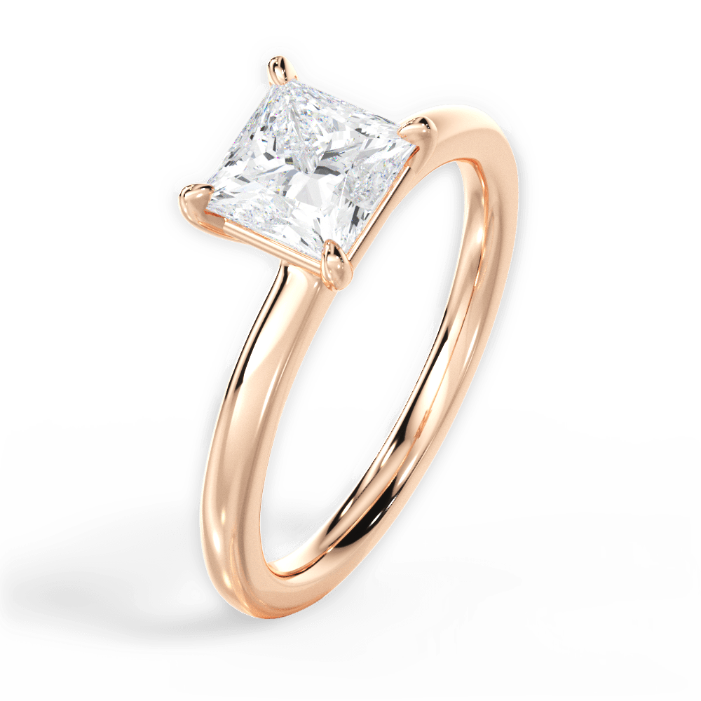 Angela Princess Cut Lab Grown Diamond 18Kt Rose Gold Engagement Ring - View 4