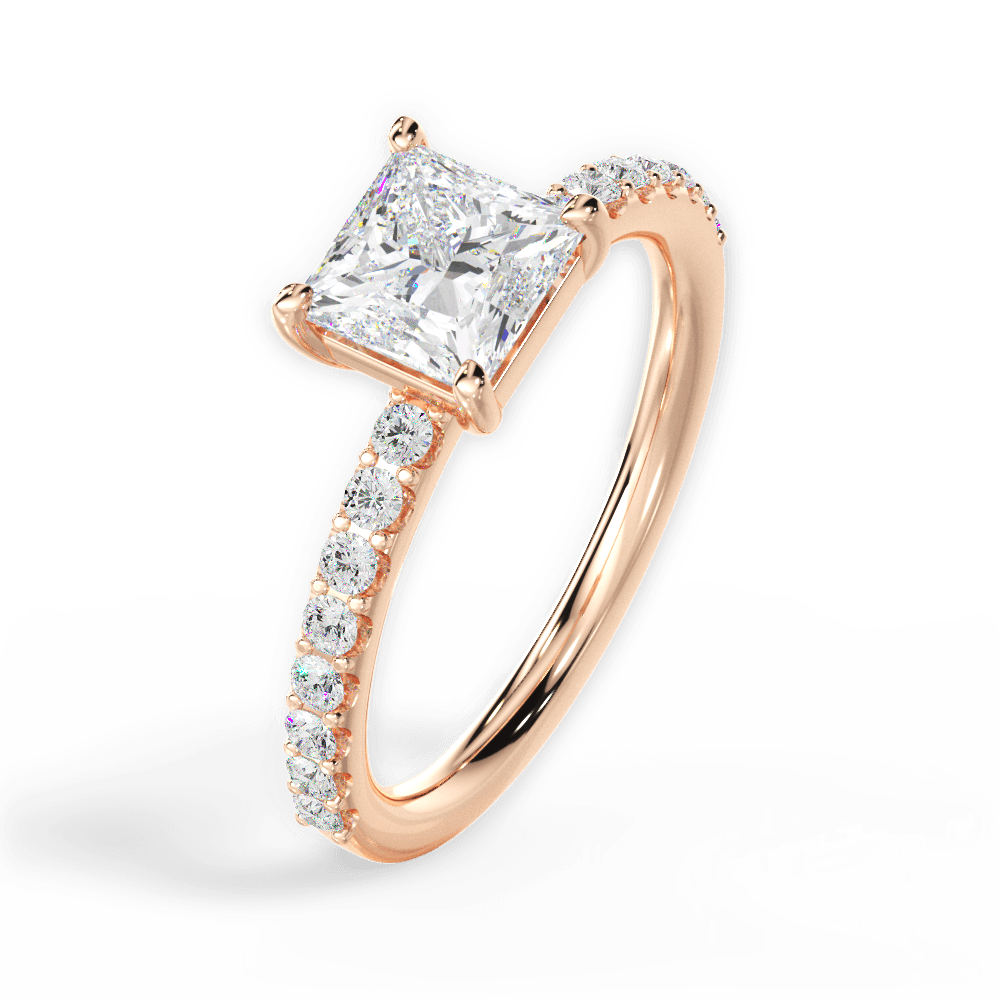 Elsie Princess Cut Lab Grown Diamond 18Kt Rose Gold Engagement Ring - View 2