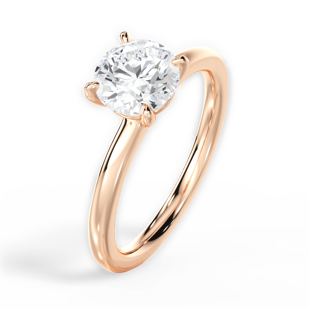 Angela Round Cut Lab Grown Diamond 18Kt Rose Gold Engagement Ring - View 4