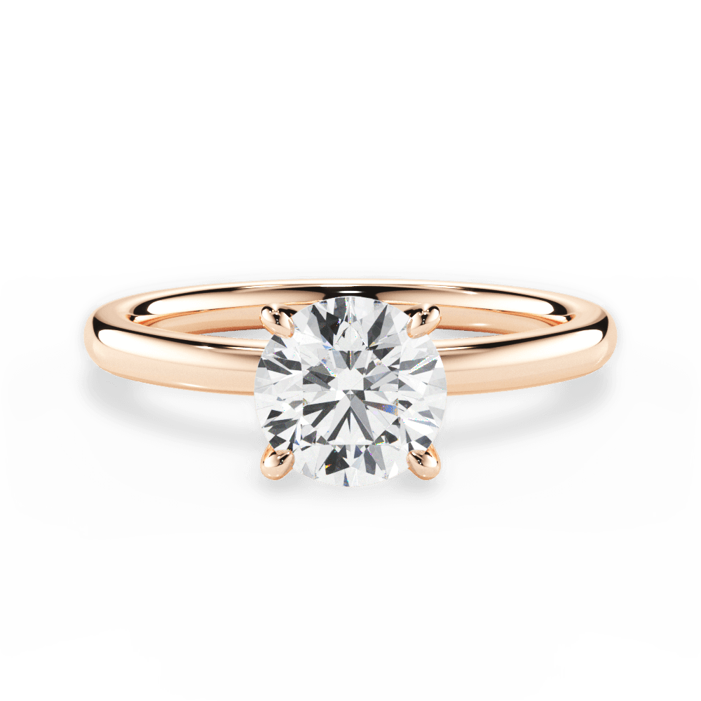 Angela Round Cut Lab Grown Diamond 18Kt Rose Gold Engagement Ring