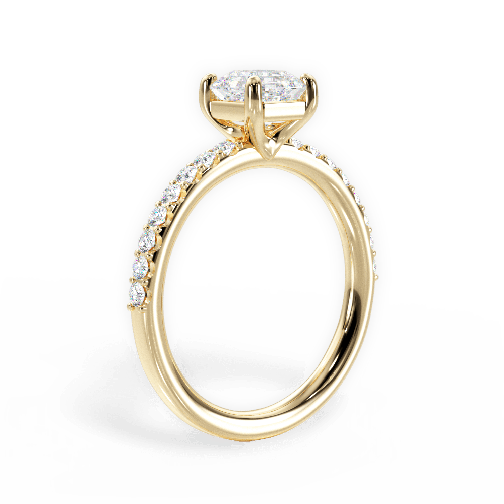 Elsie Asscher Cut Lab Grown Diamond 18Kt Yellow Gold Engagement Ring - View 2