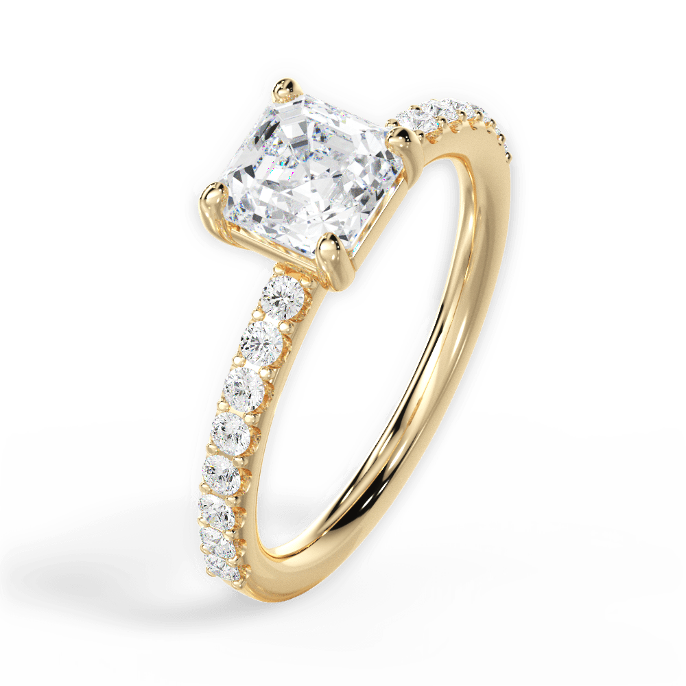 Elsie Asscher Cut Lab Grown Diamond 18Kt Yellow Gold Engagement Ring - View 4