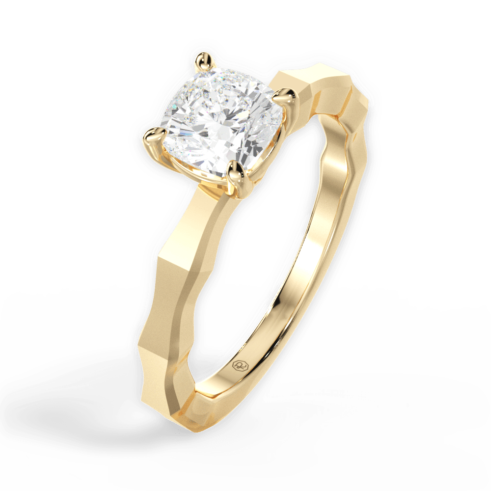 Aaliyah Cushion Cut Lab Grown Diamond 18Kt Yellow Gold Engagement Ring - View 3