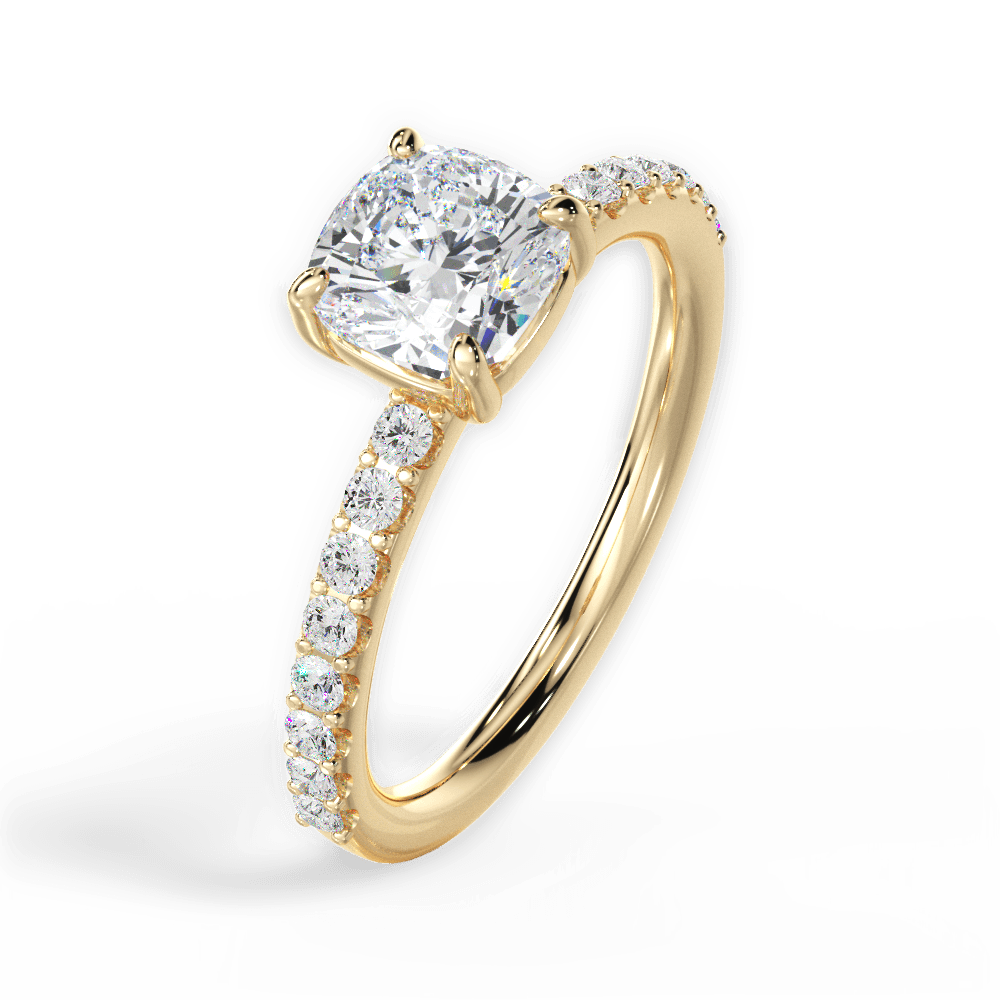 Elsie Cushion Cut Lab Grown Diamond 18Kt Yellow Gold Engagement Ring - View 3