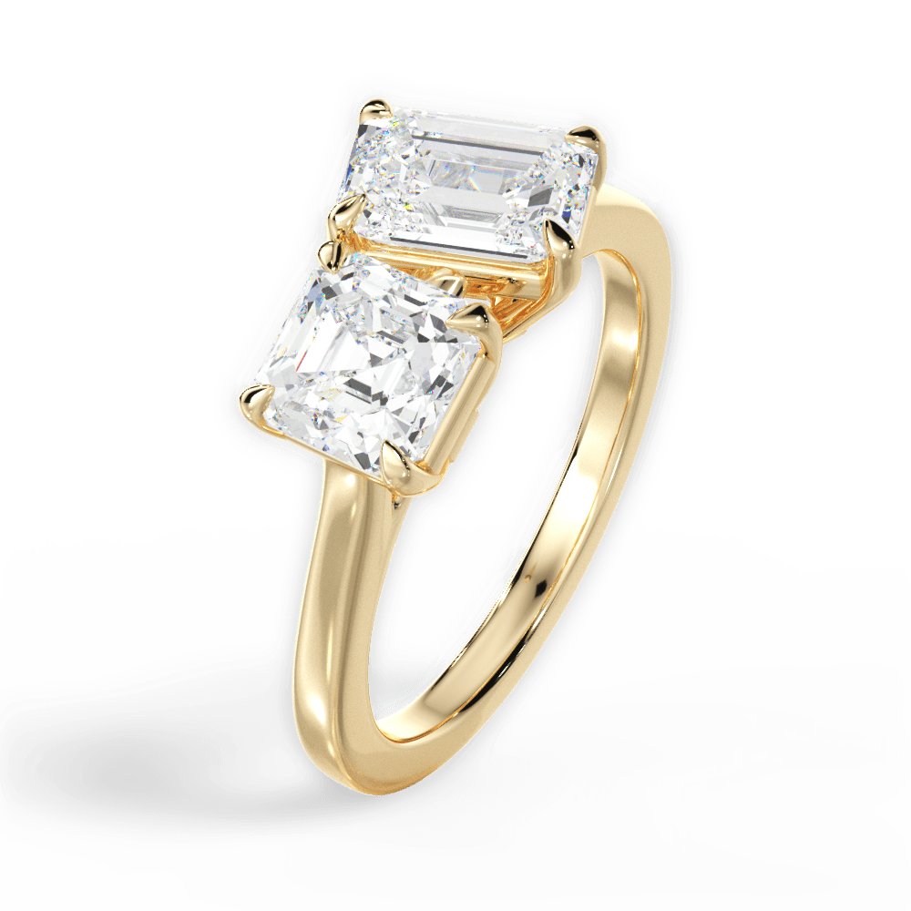 Alice Emerald Cut Lab Grown Diamond 18Kt Yellow Gold Engagement Ring - View 2