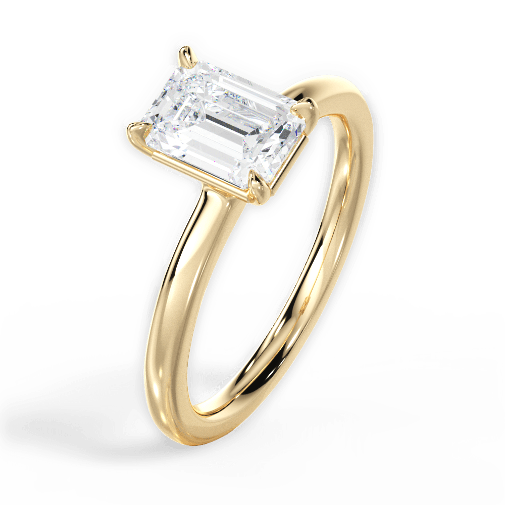 Angela Emerald Cut Lab Grown Diamond 18Kt Yellow Gold Engagement Ring - View 4