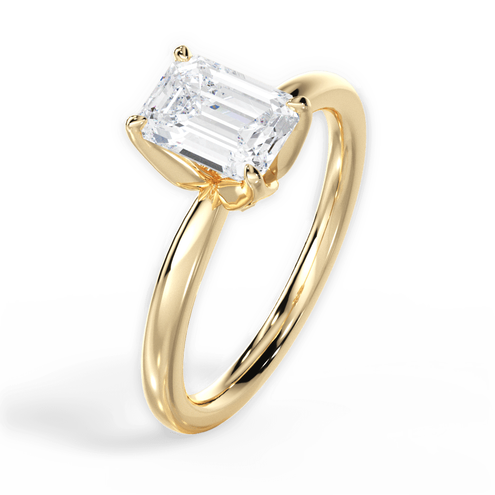 Abigail Emerald Cut Lab Grown Diamond 18Kt Yellow Gold Engagement Ring - View 3