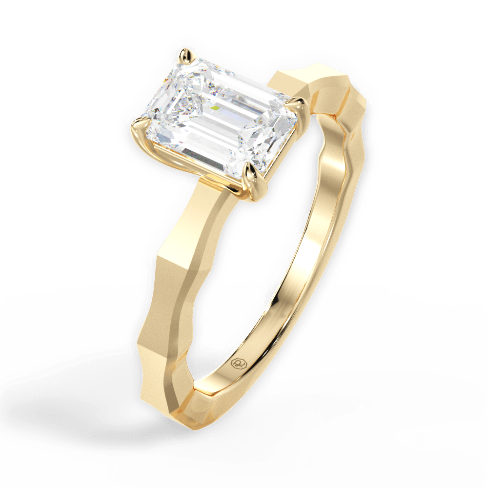 Aaliyah Emerald Cut Lab Grown Diamond 18Kt Yellow Gold Engagement Ring - View 3