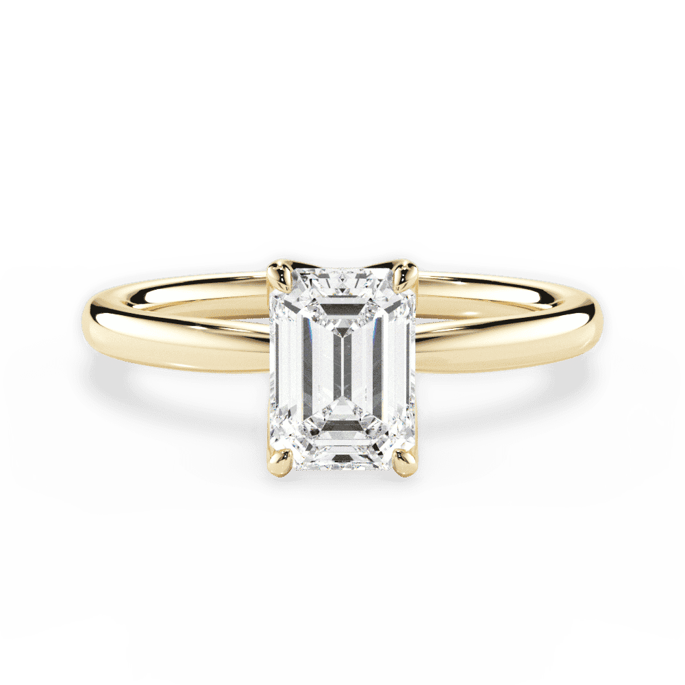 Abigail Emerald Cut Lab Grown Diamond 18Kt Yellow Gold Engagement Ring