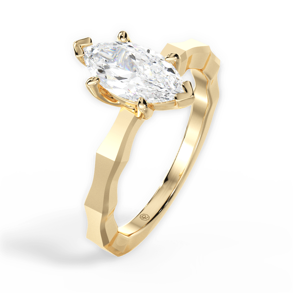 Aaliyah Marquise Cut Lab Grown Diamond 18Kt Yellow Gold Engagement Ring - View 4