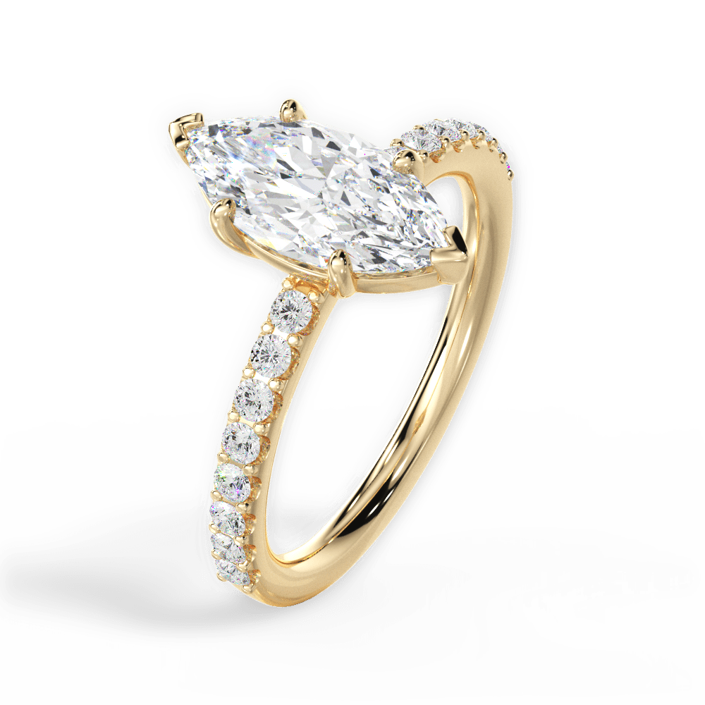 Elsie Marquise Cut Lab Grown Diamond 18Kt Yellow Gold Engagement Ring - View 3