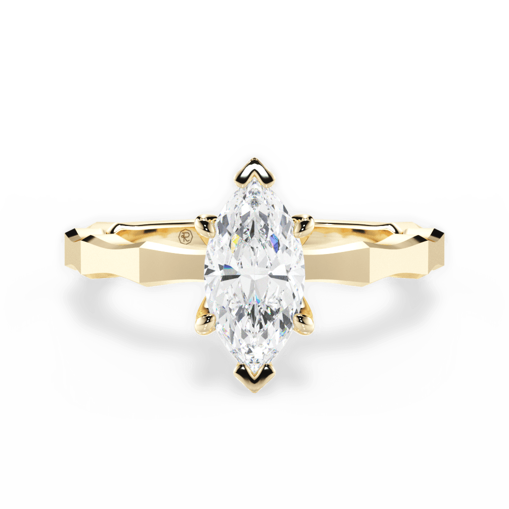 Aaliyah Marquise Cut Lab Grown Diamond 18Kt Yellow Gold Engagement Ring