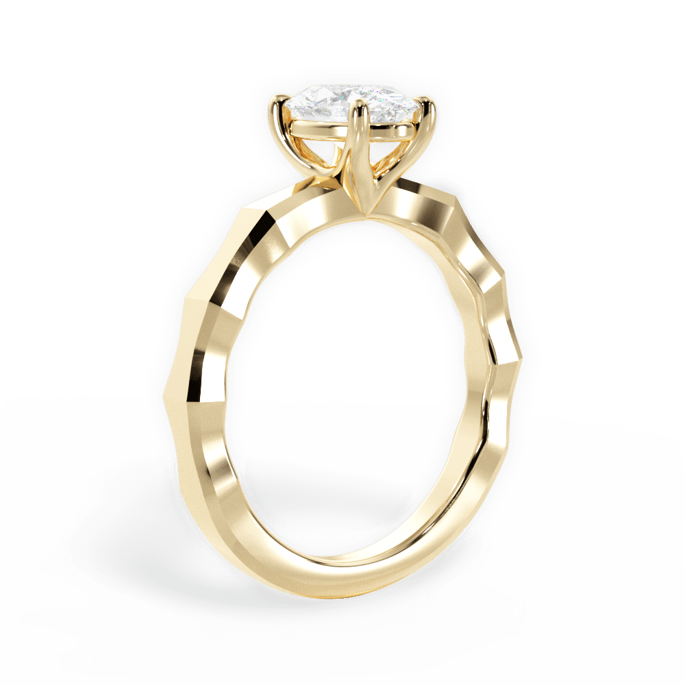 Aaliyah Oval Cut Lab Grown Diamond 18Kt Yellow Gold Engagement Ring - View 2
