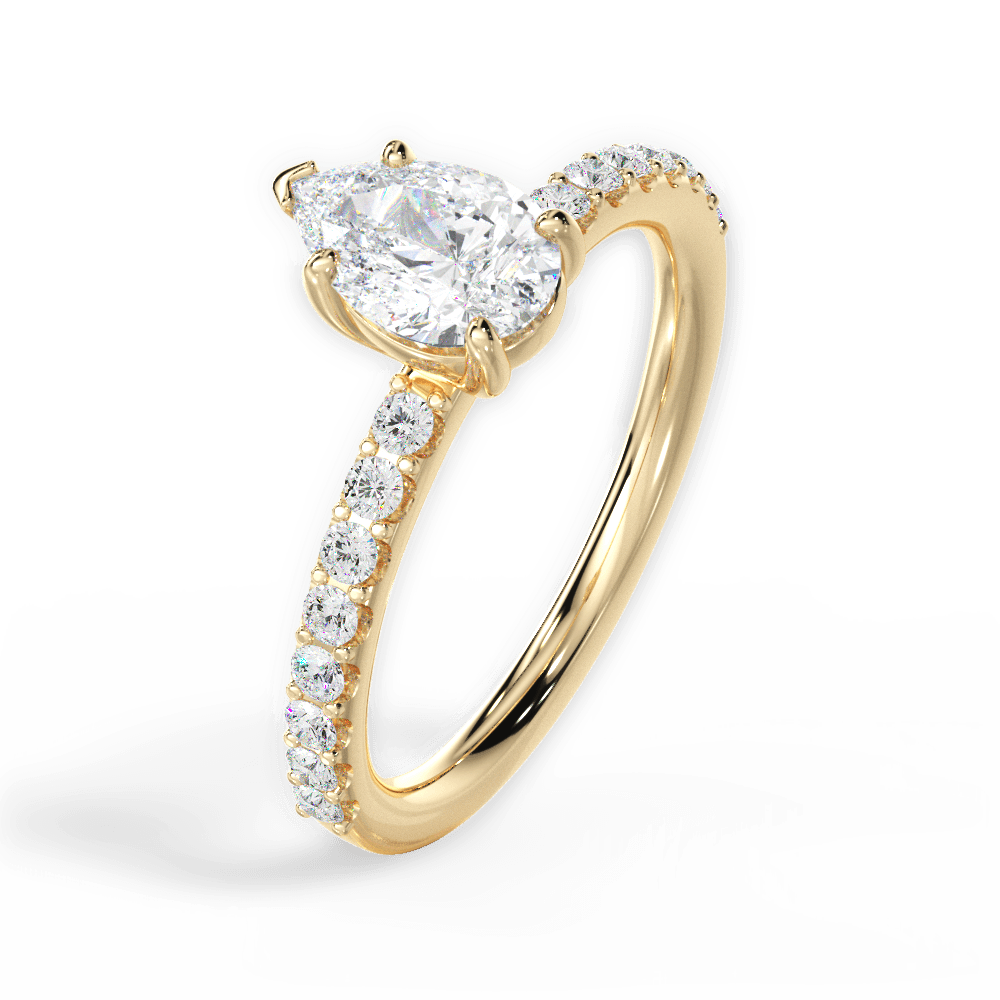 Elsie Pear Cut Lab Grown Diamond 18Kt Yellow Gold Engagement Ring - View 2