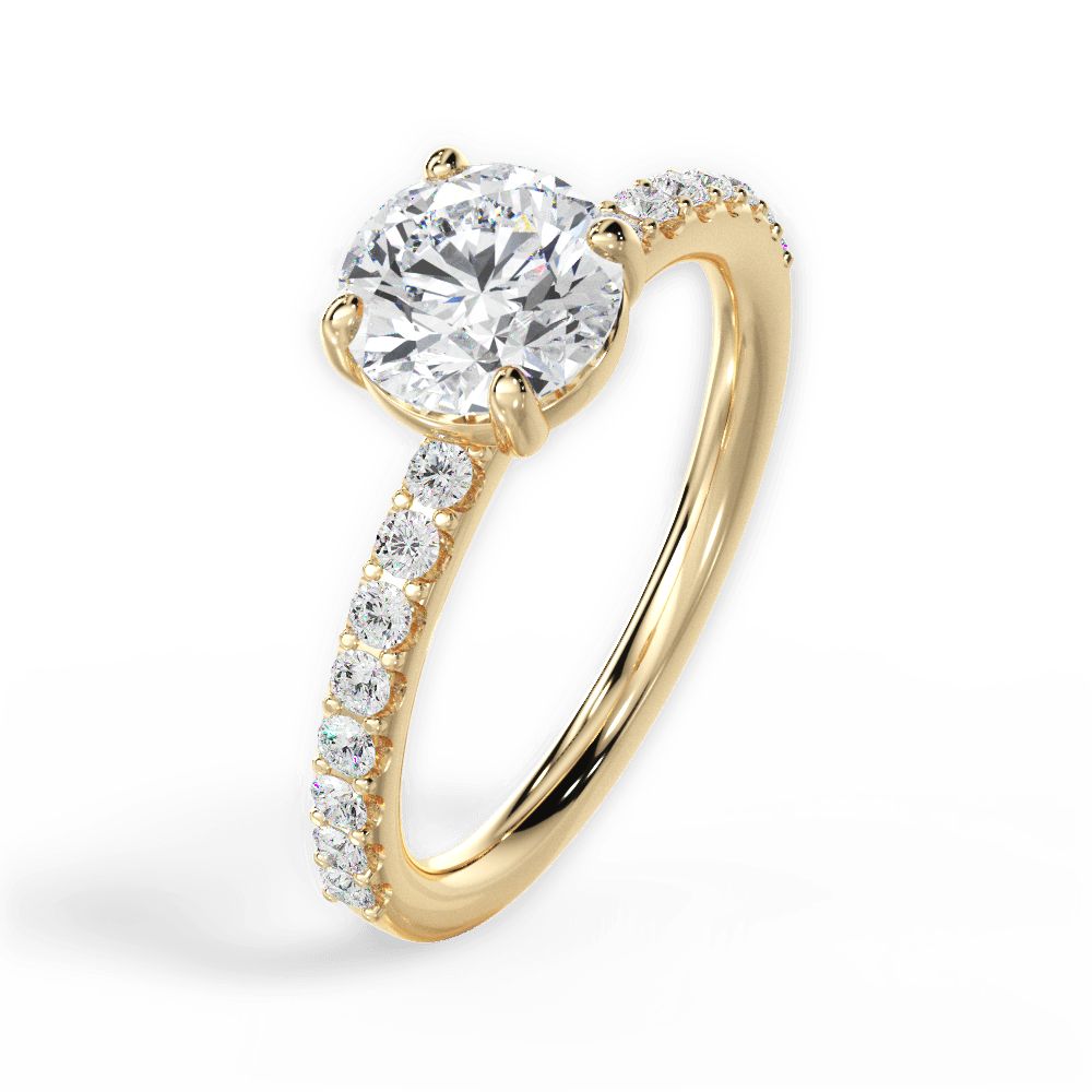 Elsie Round Cut Lab Grown Diamond 18Kt Yellow Gold Engagement Ring - View 3