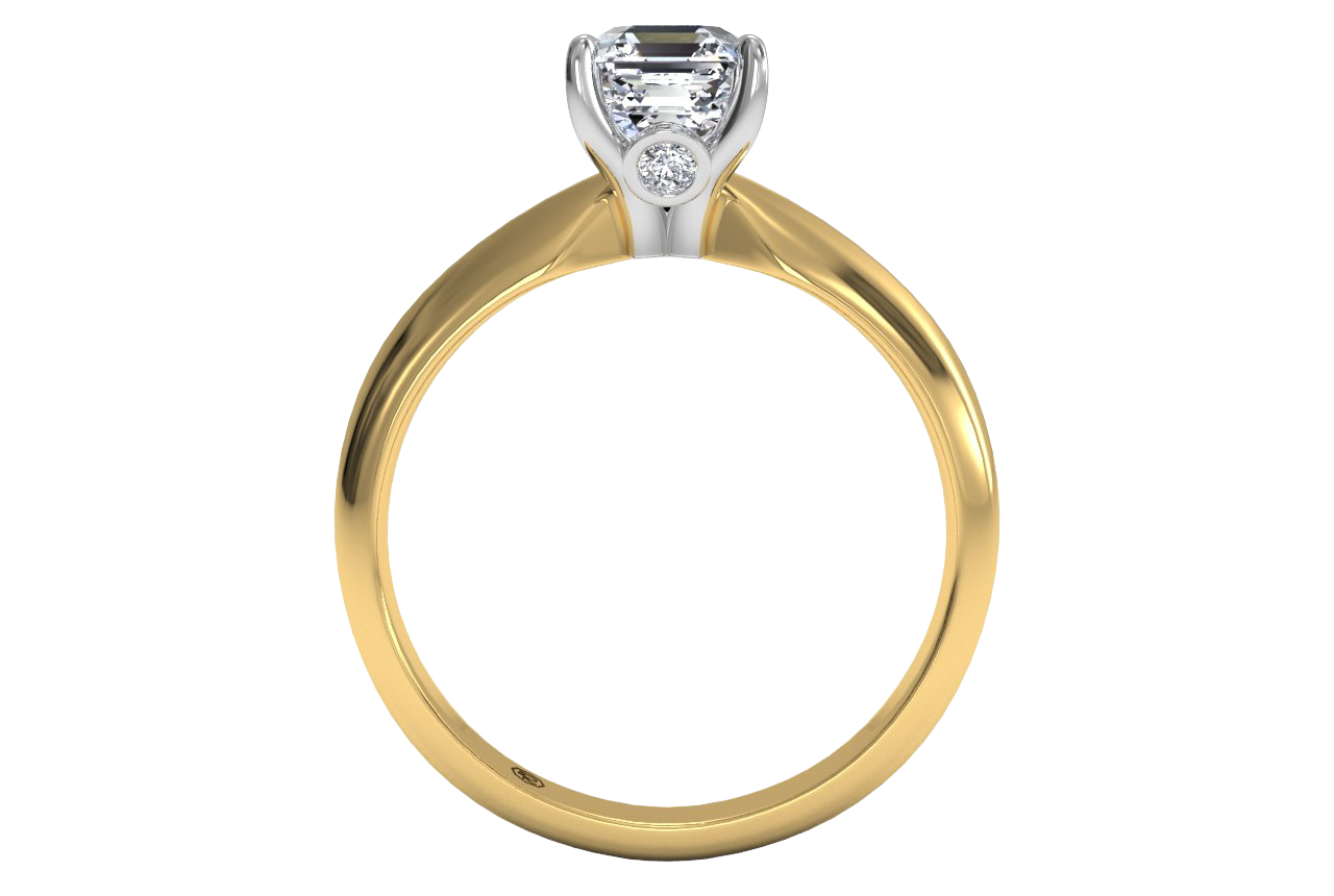 Amanda Asscher Cut Lab Grown Diamond 18Kt Yellow Gold Engagement Ring - View 2