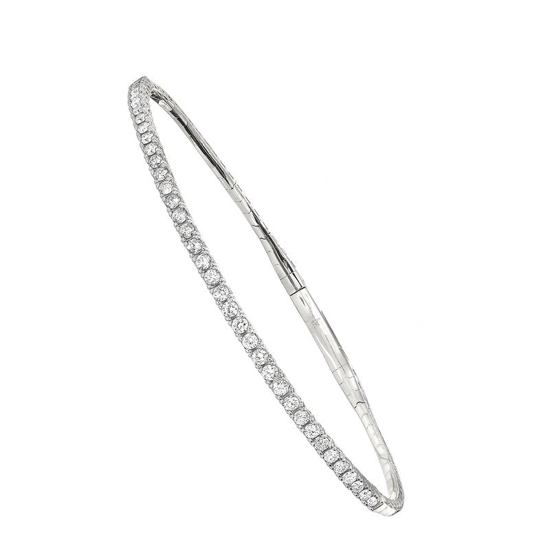 2 Ctw 14Kt White Gold Lab Grown Flexi Bangle