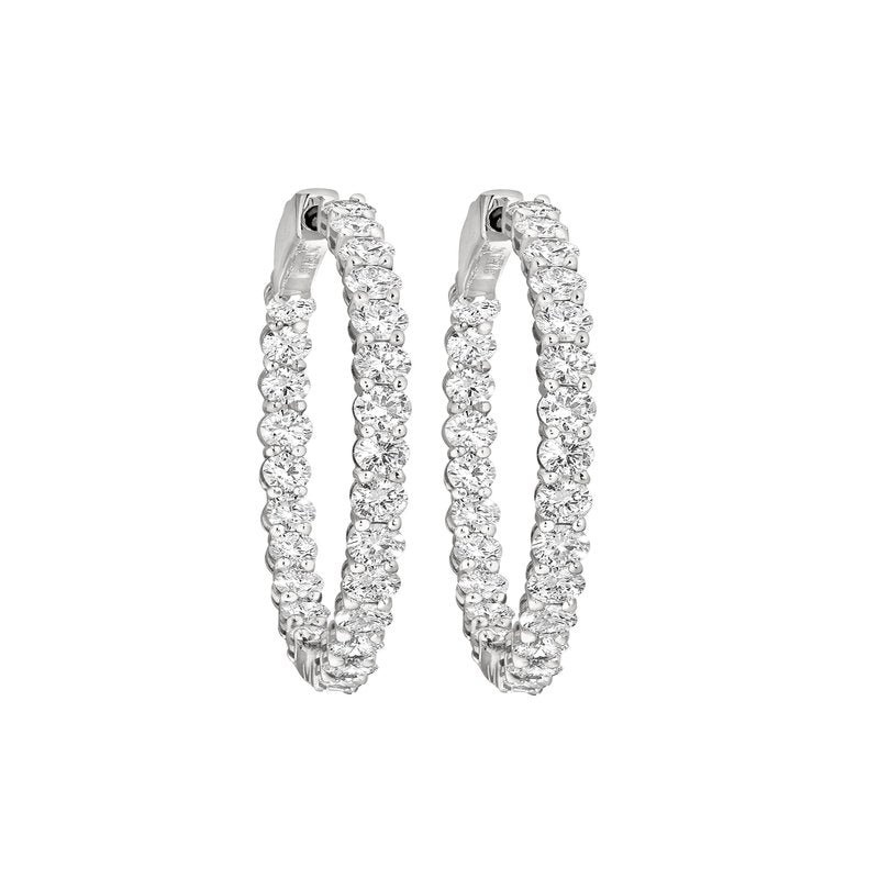 5 Ctw 14Kt White Gold  Lab Grown In & Out Hoops