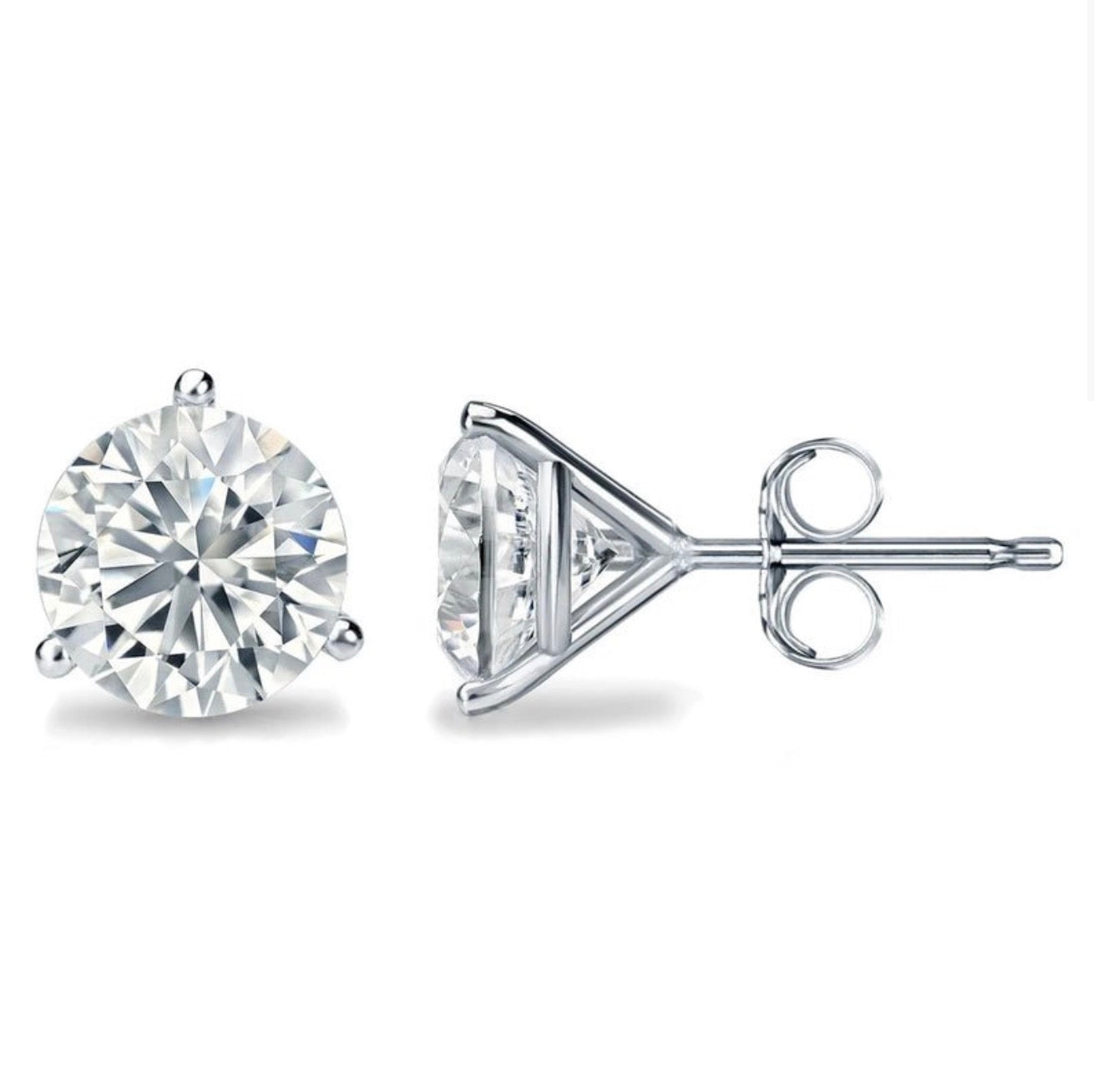 3/4 Ctw 14Kt White Gold Lab Grown Solitaire Studs