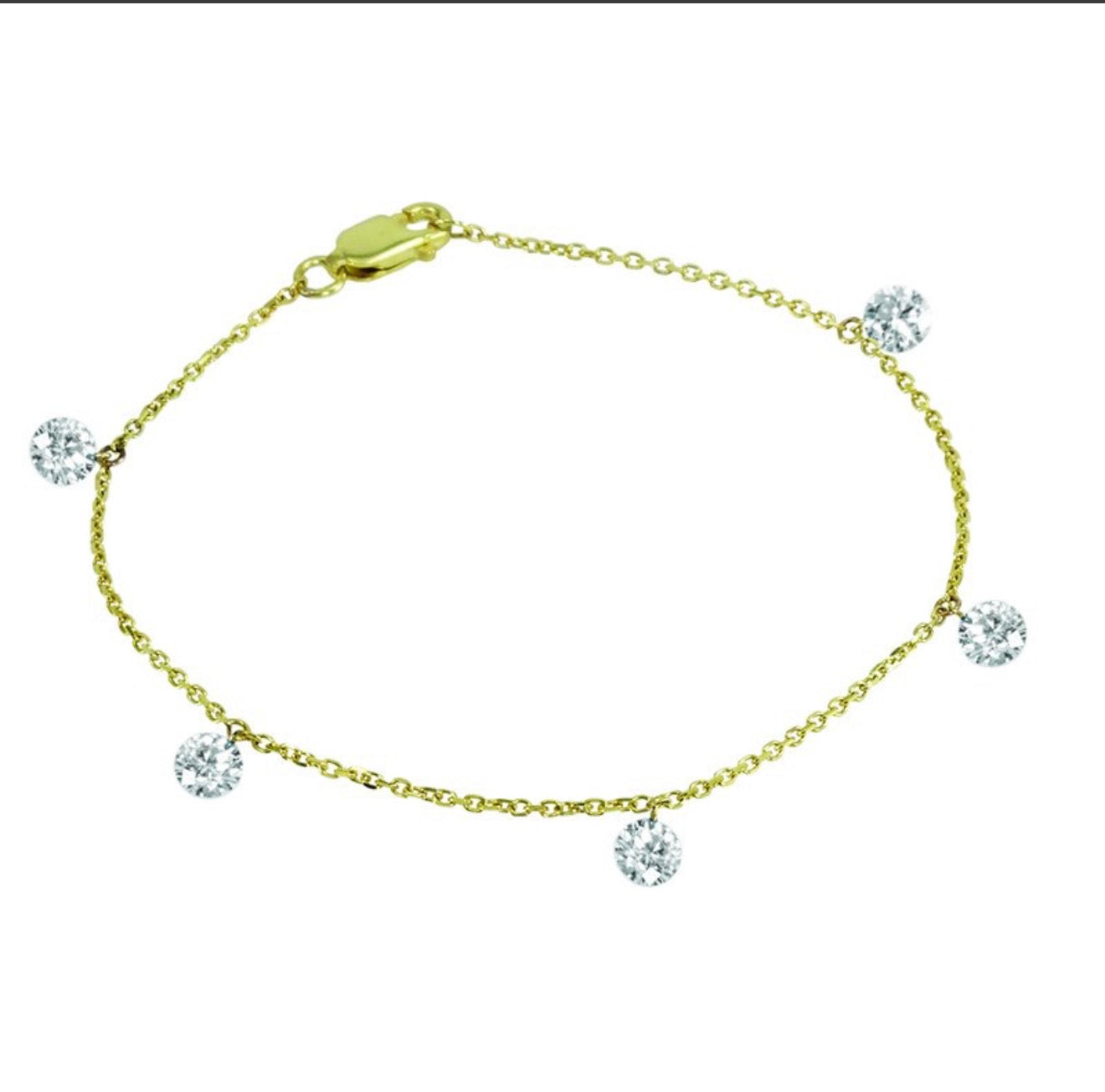 1.00 Ctw 14Kt White Gold Round Drop Drill Bracelet