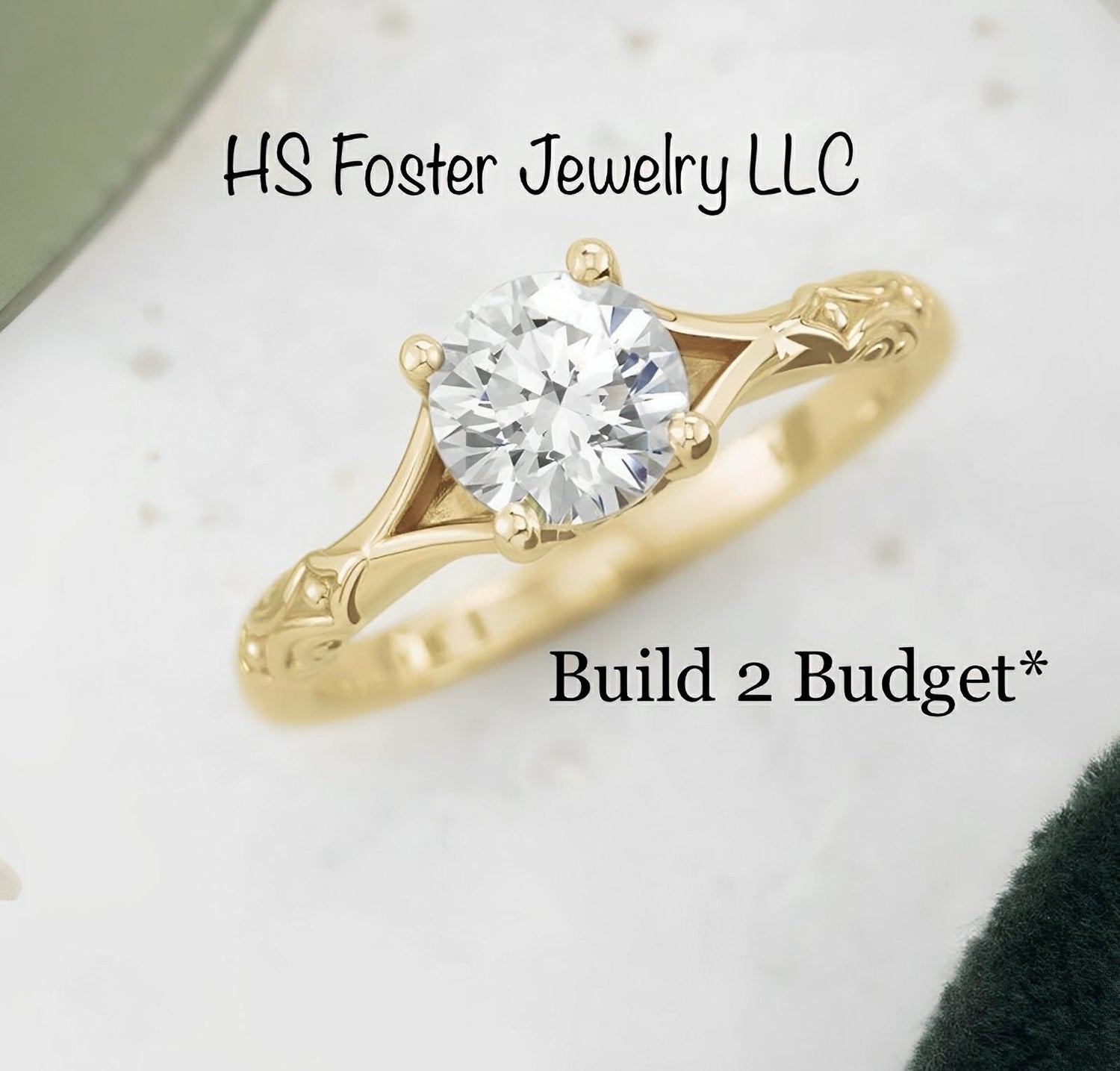 14kt yellow gold natural diamond engagement ring