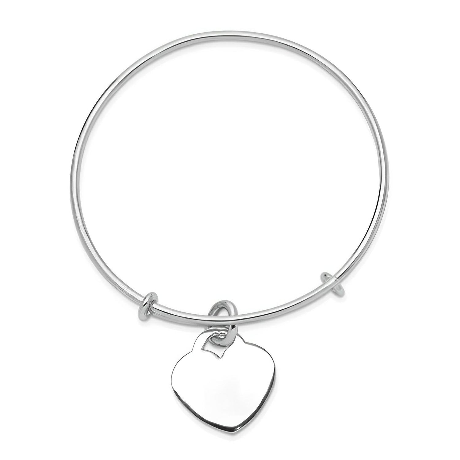 Sterling silver bangle bracelet with heart.