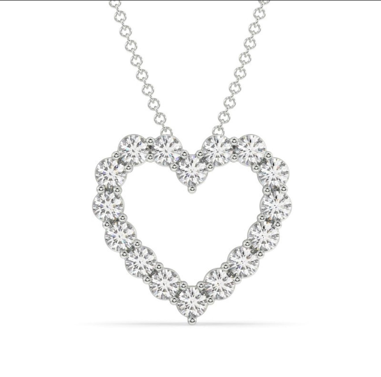 1.00 Ctw Sterling Silver Lab Grown Heart Pendant