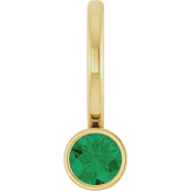 14K Yellow Lab-Grown Emerald Charm/Pendant
