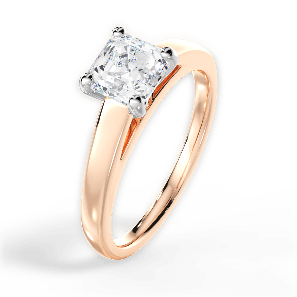 Adriana Asscher Cut Lab Grown Diamond 18Kt Rose Gold Engagement Ring - View 2