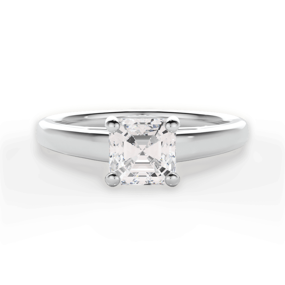 Adriana Asscher Cut Lab Grown Diamond 14Kt White Gold Engagement Ring