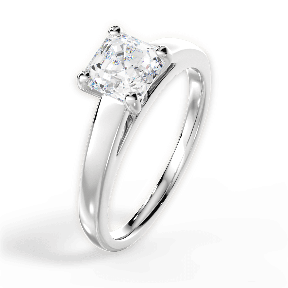 Adriana Asscher Cut Lab Grown Diamond 18Kt White Gold Engagement Ring - View 4
